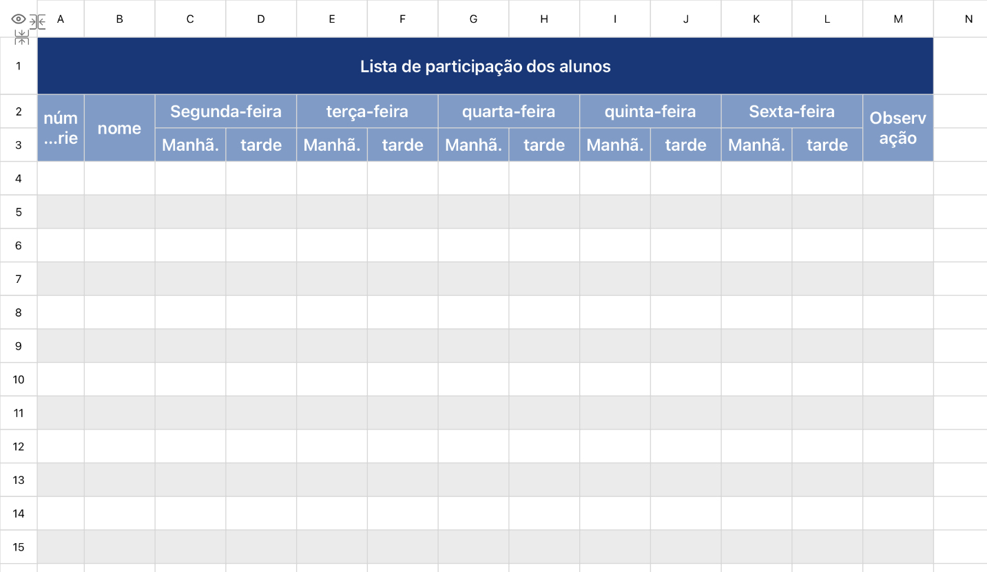 Lista de alunos 12